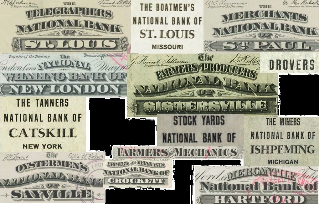 National-Bank-Note-Titles-Featuring-Occupations-And-Industries