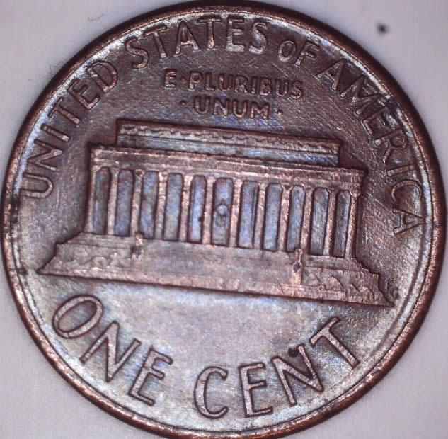 1987-Penny-Coin-Error--Bad-Strike--Silver-Tint