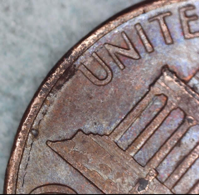 1987-Penny-Coin-Error--Bad-Strike--Silver-Tint