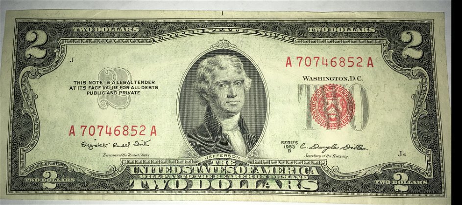 1953-B-Red-Seal-$2-Bill.-Looks-Like-Error-On-Rev