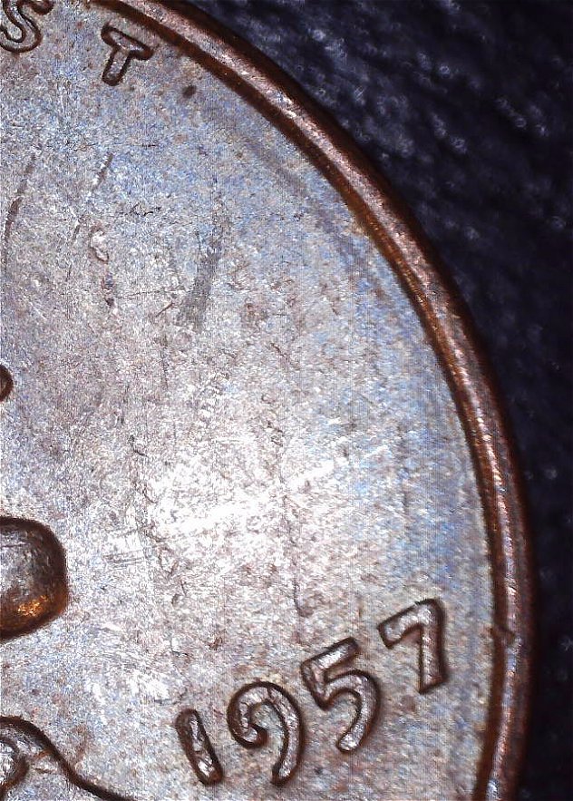 1957-Wheat-Cent--Date-Stamped-Top-To-Bottom-Help!