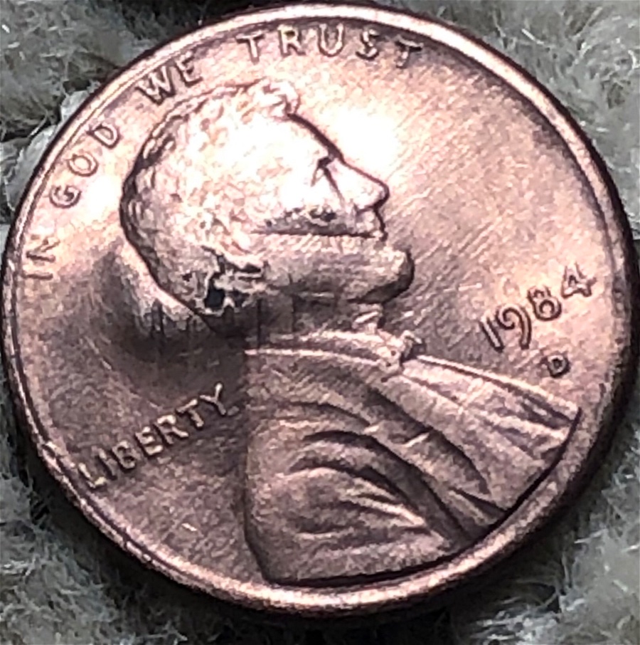 1984-Penny-With-Damage-And-Imprint
