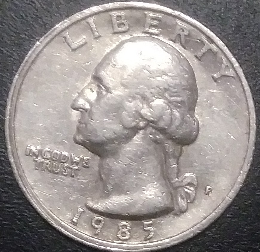 1985-P-Washington-Quarter.-Obverse-And-Reverse-Double-Rim