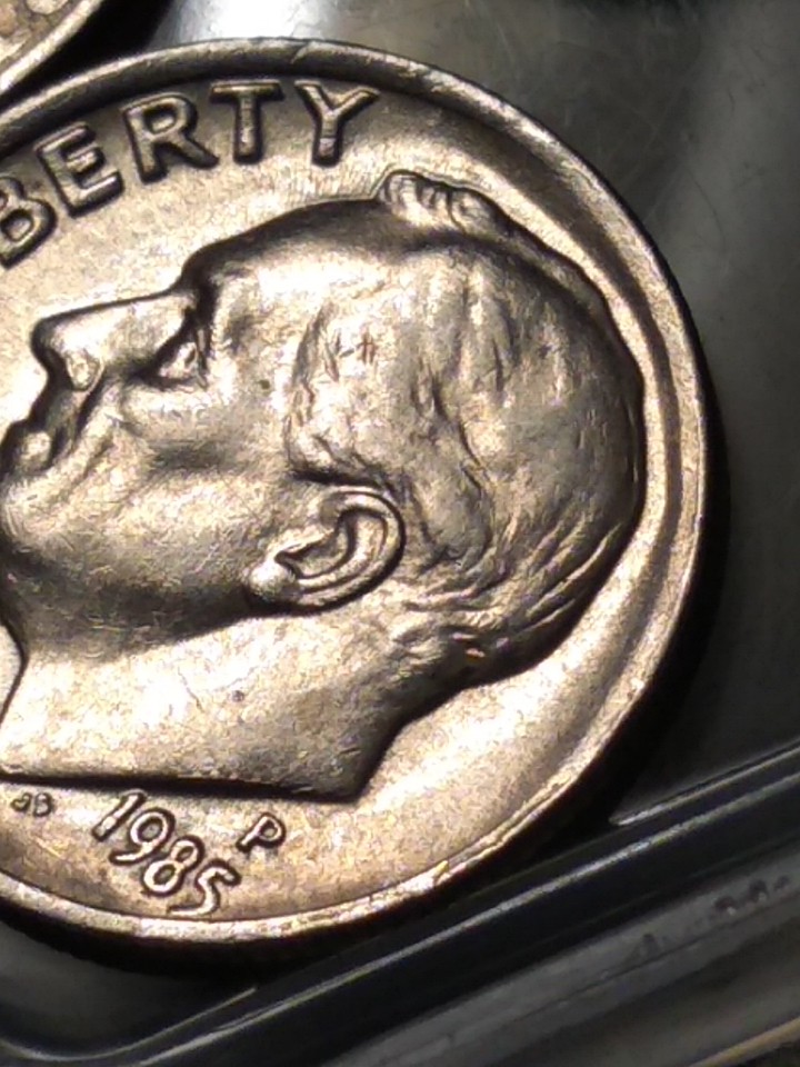 1985-P-Dime-With-Broadstrike-Error-Or?