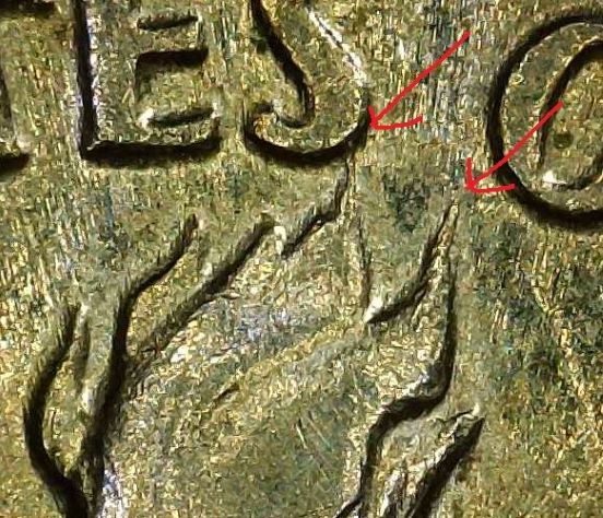 1996-P-Roosevelt-Dime-Die-Crack-And-Interesting-Feature-On-One-Of-The-Olive-Branches.