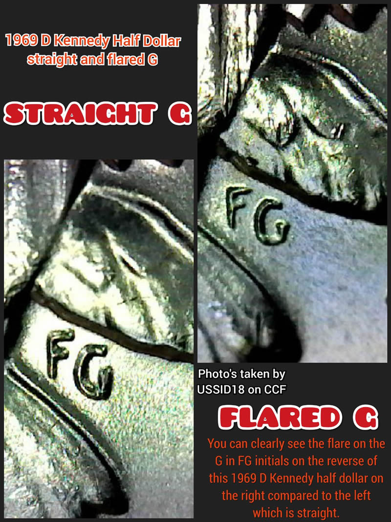 1969-D-Business-Strike-Kennedy-Half---Straight-G-Vs.-Flared-G