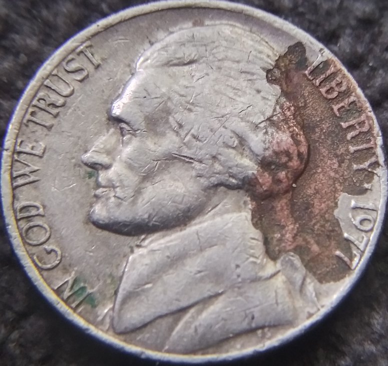 1977-Jefferson-Nickel-With-Possible-Defective-Planchet