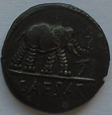 Julius-Caesar;-49-48-BC-Military-Mint,-AR-Denarius,-War-Elephant-Is-It-Real