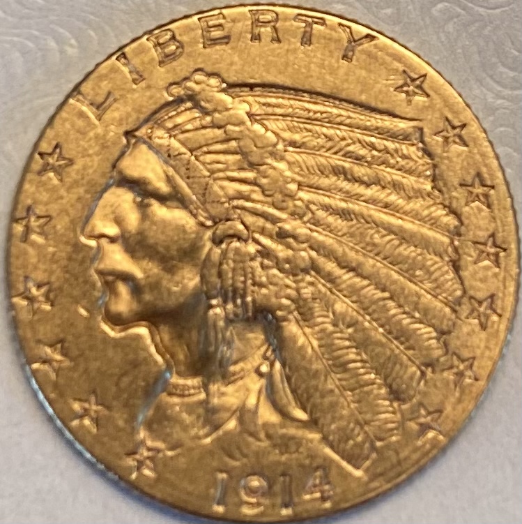 Gold-$2.50-Indian-Head-Quarter-Eagle-1914-D
