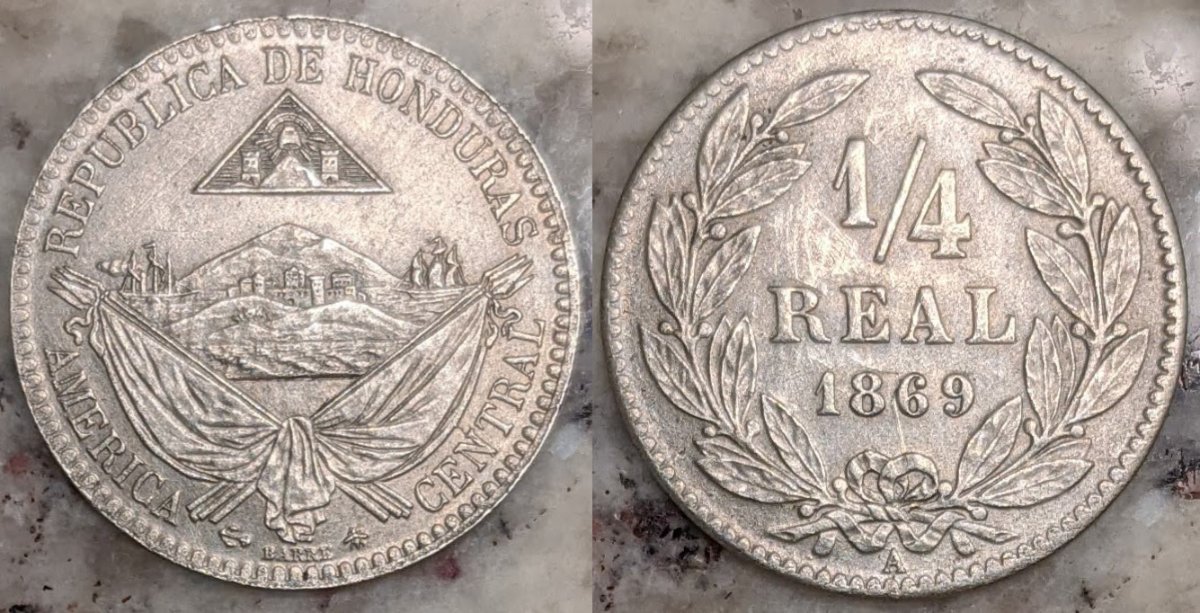 Honduras-1869-1/4-Real-And-1895-10-Centavos