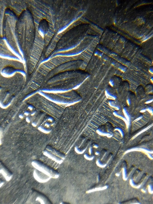 2018-P-Roosevelt-Dime-With-Severe-Reverse-Die-Gouge,-Polishing-Or-Grinding?