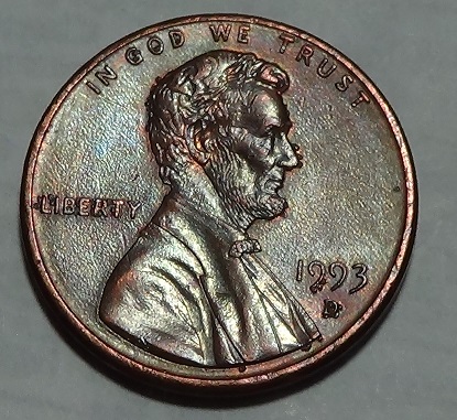 Lincoln-Cent--1993-D---With-Blisters/-Warts--Under-Mint-Mark,-Date,-Chin-No