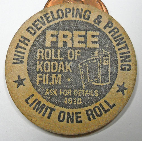Pre-1991-Fox-Photo-Labs---Free-Film---Wooden-Token-/-Coin