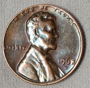 1968-D-Lincoln-Penny-Toning