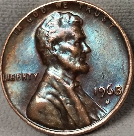 1968-D-Lincoln-Penny-Toning