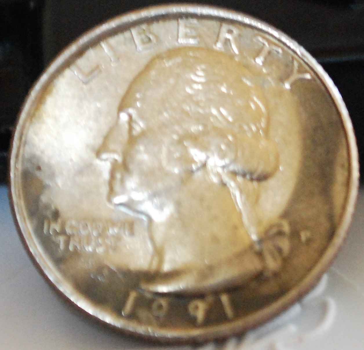 1991-P-Quarter-Dime-Burned-Shape-In-Obv