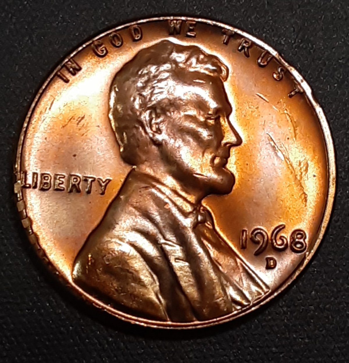 1968-D-Lincoln-Cent-Reeded-Edge-Or-Finger-Damage