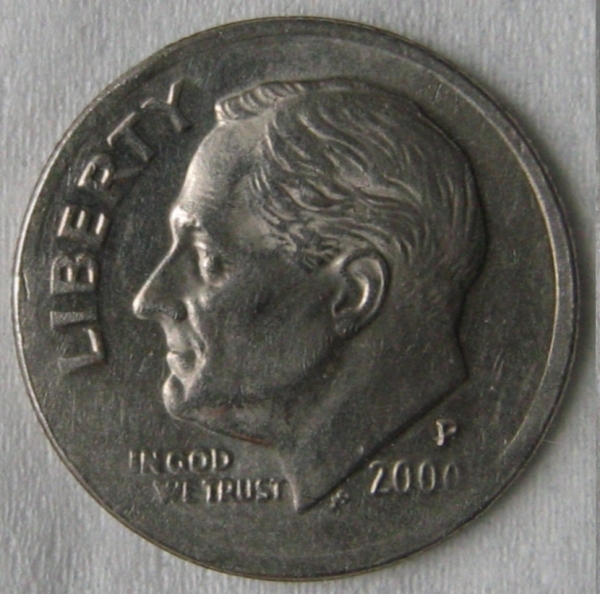 2000-P-US-Dime--Weak-Strike-With-Missing-Rim-On-Both-Sides