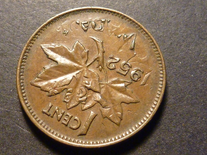 1952-1-Cent-Double-Struck,-Rotated-In-Collar