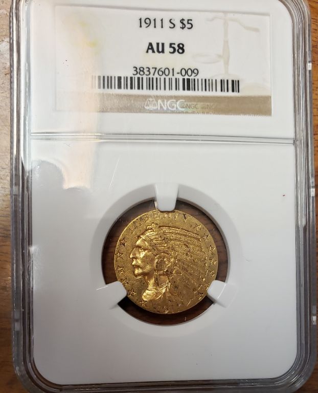 1911-S-$5-Indian-For-Grading