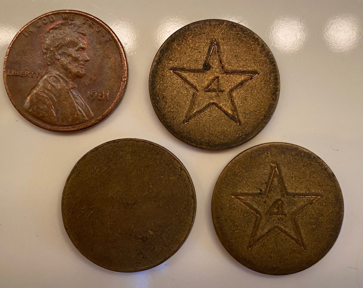 Help-ID-Copper/Brass-Token,-Five-Pointed-Star-And-