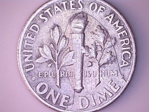 1967-Dime-W/Unknown-Image-On-Reverse,-Help!