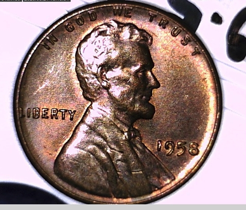 1955-P--Toned-Lincoln-Cent!