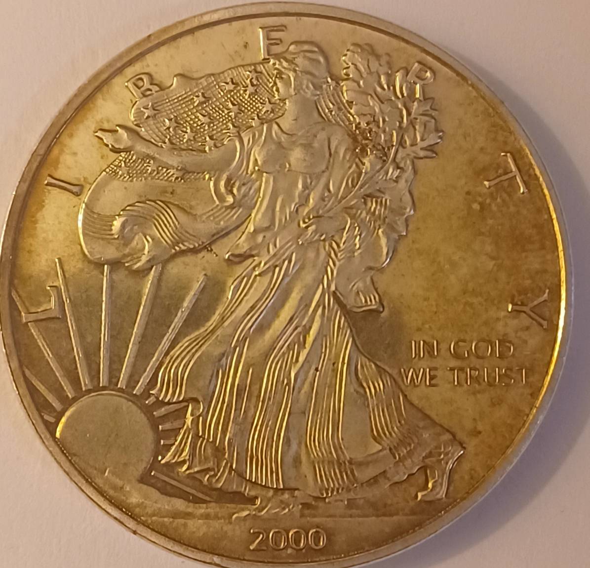 Pluribus-Spelled-Wrong-On-2000-Silver-Dollar,-L-Instead-Of-I?-Possible-Missing-Arrow-Stems?