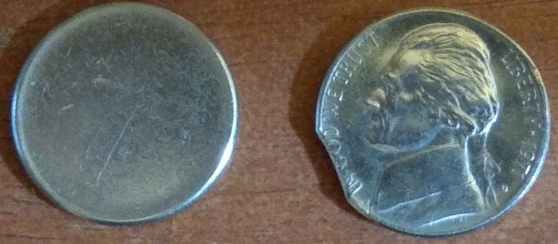 1971-D-Nickel-Clipped-Planchet-And-Blank-Planchet