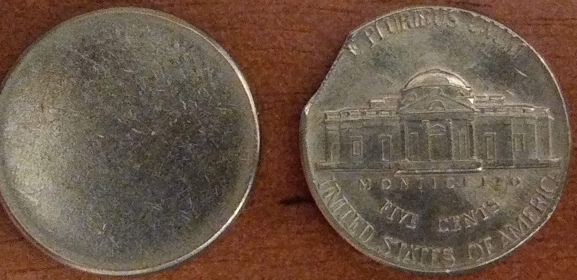 1971-D-Nickel-Clipped-Planchet-And-Blank-Planchet