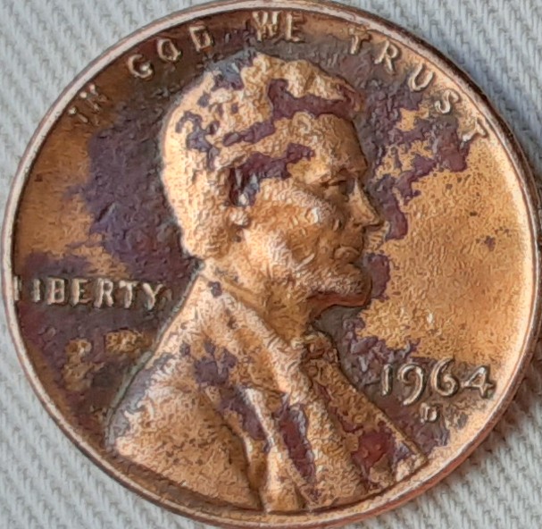 1964-D-Lincoln-Memorial-Cent/-Shiny,-Gold-Color
