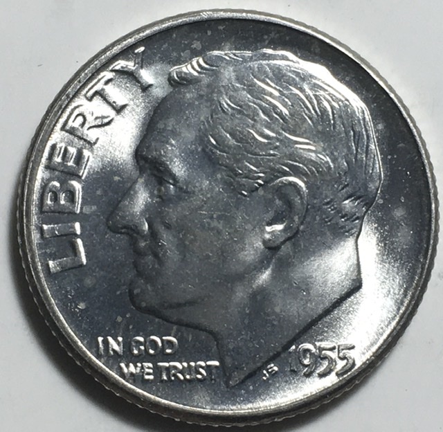 1955-Dime,-Unc.,-Unknown-Line-Through-Hair-Field?