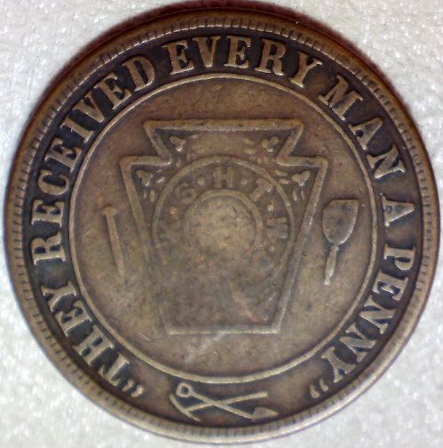Masonic-Tokens,-Coins-And-Counter-Stamped-Pennies