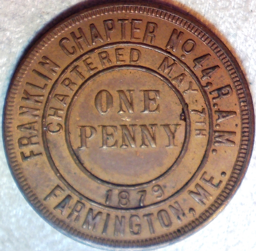 Masonic-Tokens,-Coins-And-Counter-Stamped-Pennies