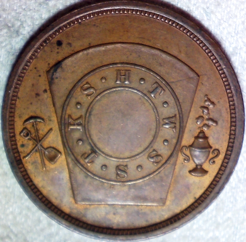 Masonic-Tokens,-Coins-And-Counter-Stamped-Pennies
