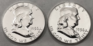 56-Proof-Franklin-Half-Dollars-With-Different-Size.-Common?