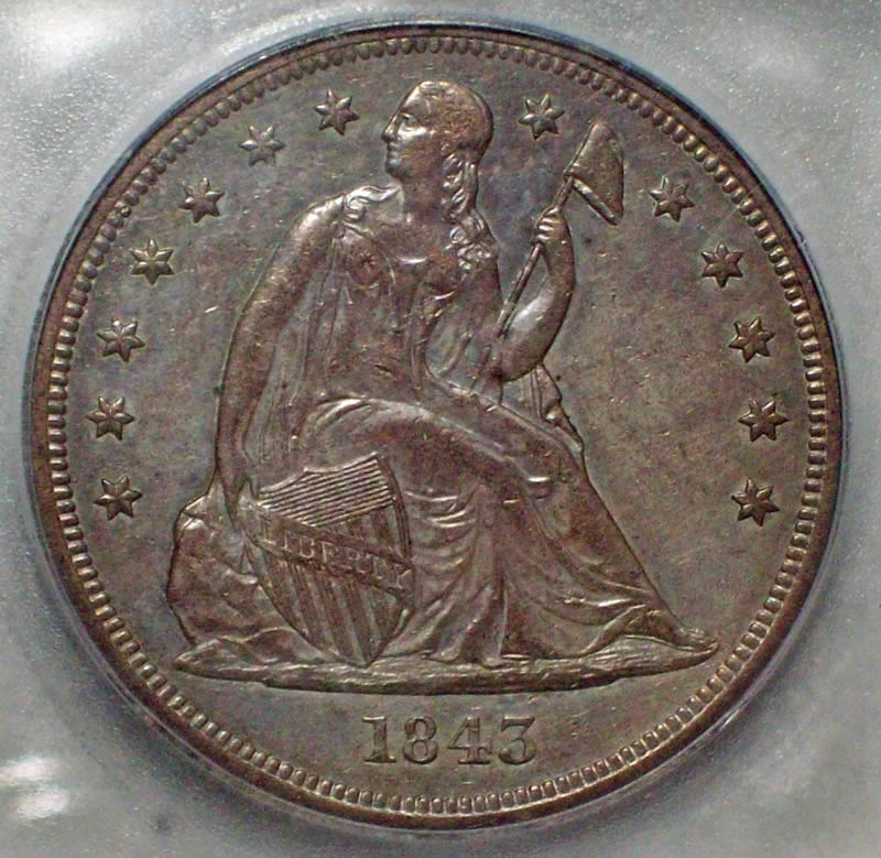 1843-Seated-Liberty-$1-For-Grading