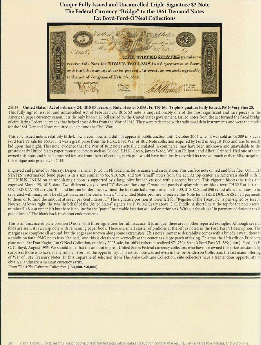 Unique-$3-US-Note-Certified-By-PMG-Realizes-$168,000