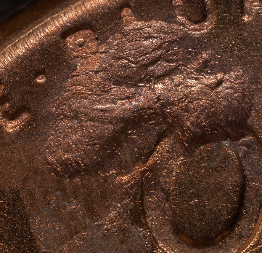 1955-S-Cent-,-Interesting-Struck-Through-Details