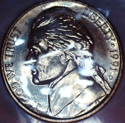Uncirculated-U.-S.-Mint-Set---1991-D-Nickel-Damaged-Reverse