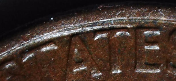1974-Lincoln-Memorial-Cent-Gutter-Strike-Through-Or-Something-On-Reverse