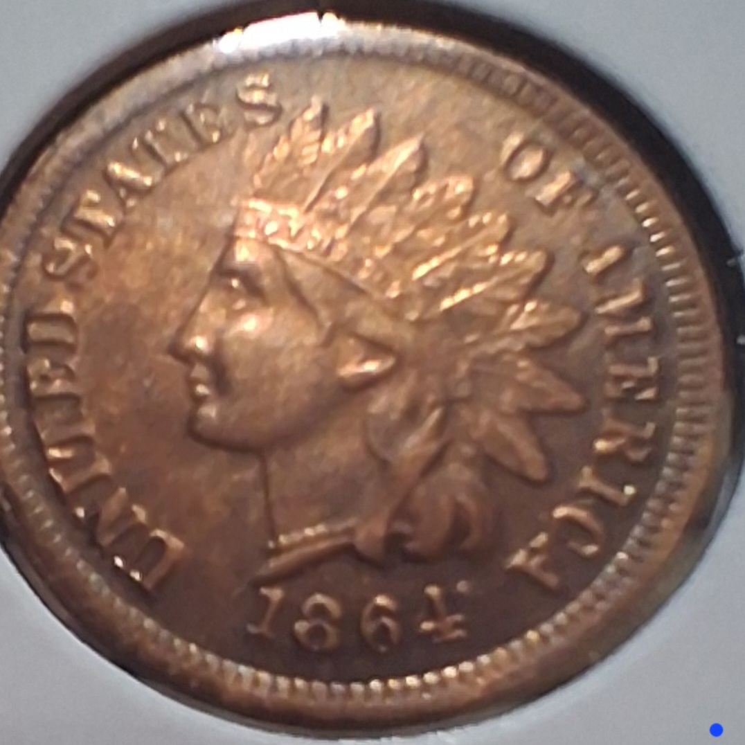 Found-An-1864-Indian-Head-Cent-L-On-The-Ribbon-Cameo-Uncirculated