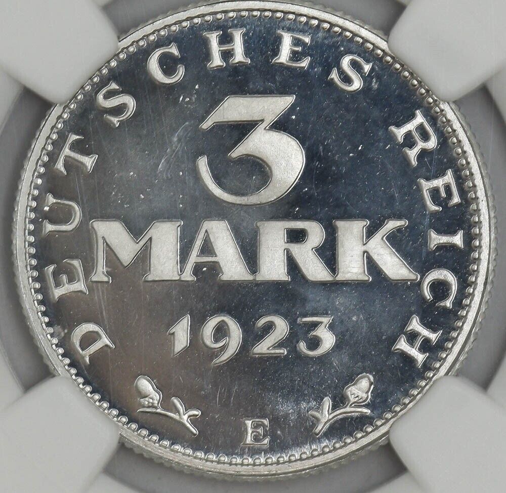 Spectacular-PF-68-Ultra-Cameo-1923e-German-3-Mark