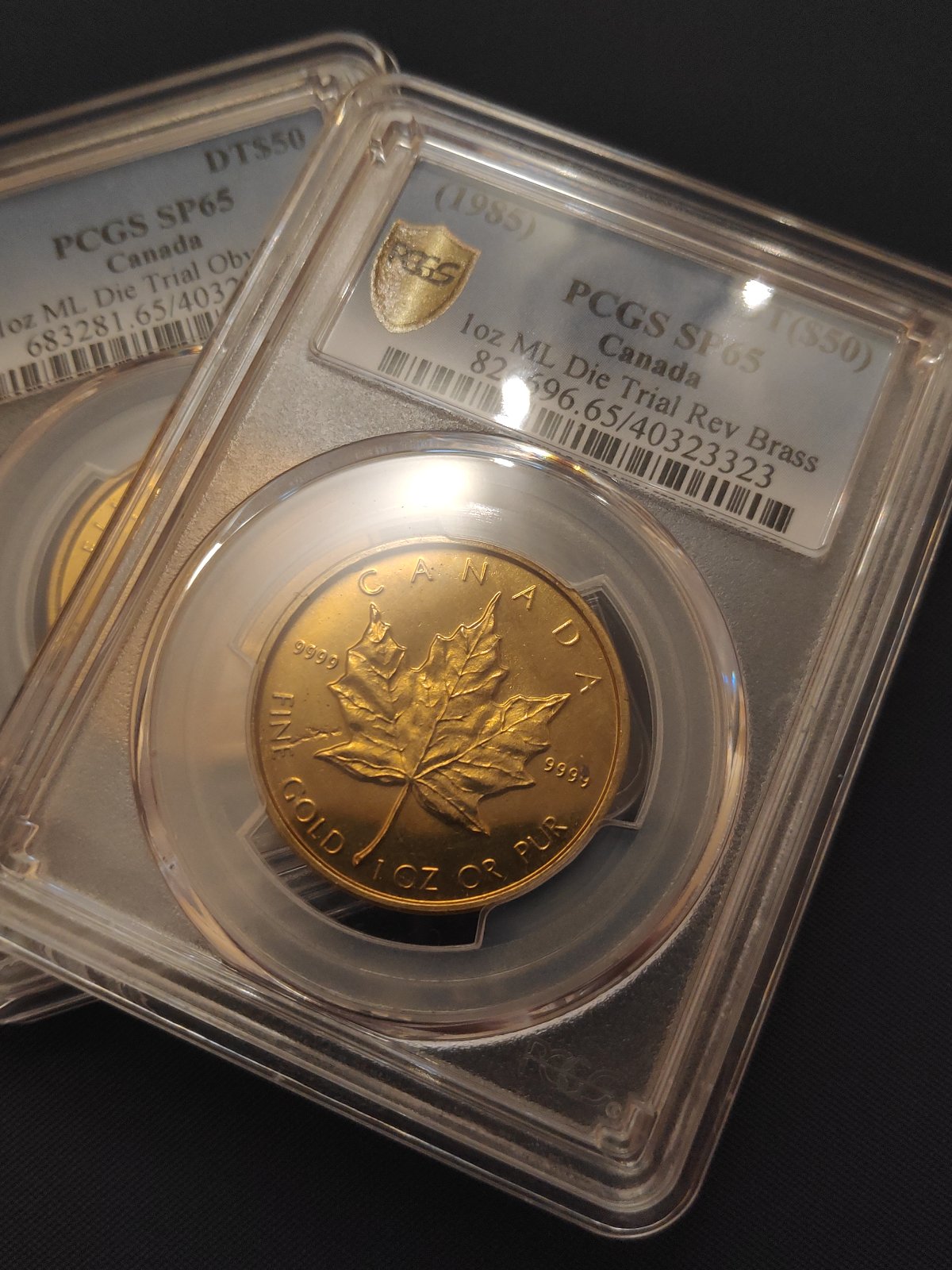 1985-1-Oz-Uniface-Maple-Leaf-Brass-Die-Trials