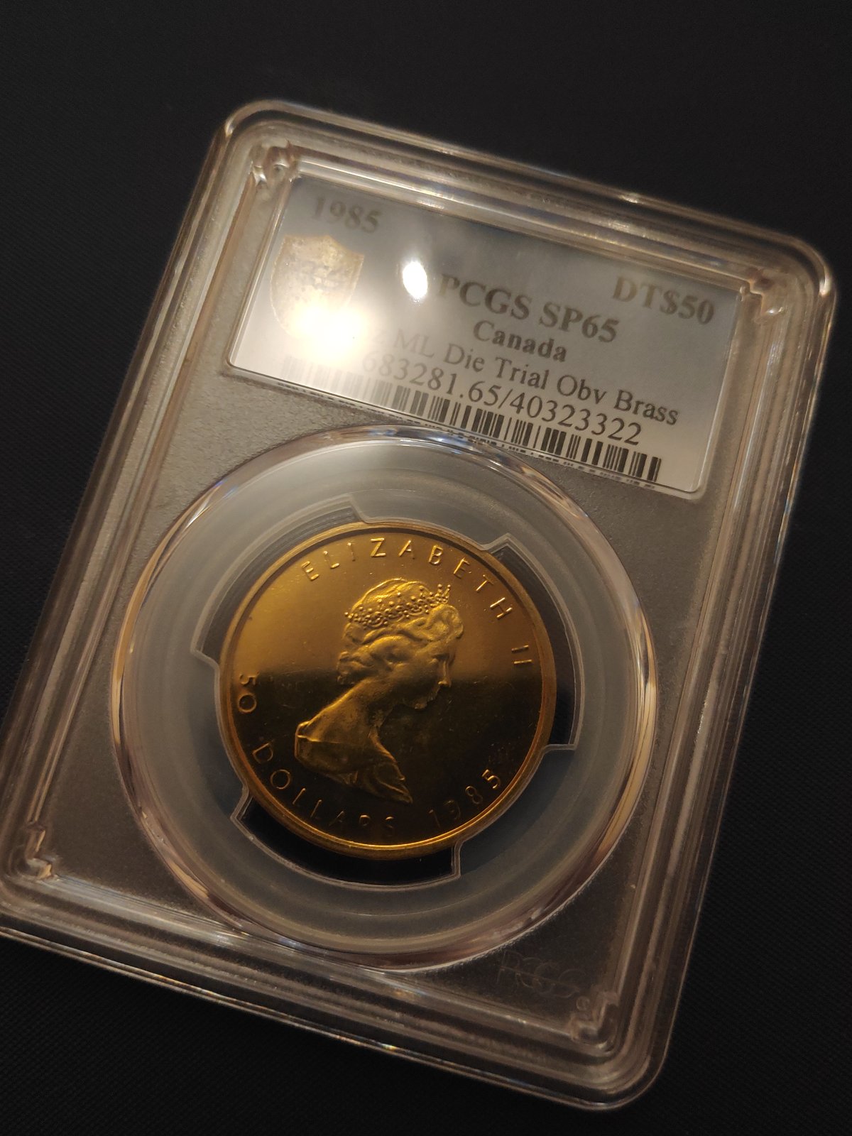 1985-1-Oz-Uniface-Maple-Leaf-Brass-Die-Trials