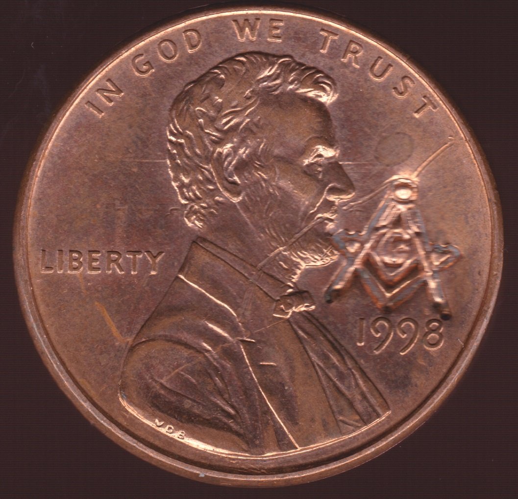 Masonic-Tokens,-Coins-And-Counter-Stamped-Pennies