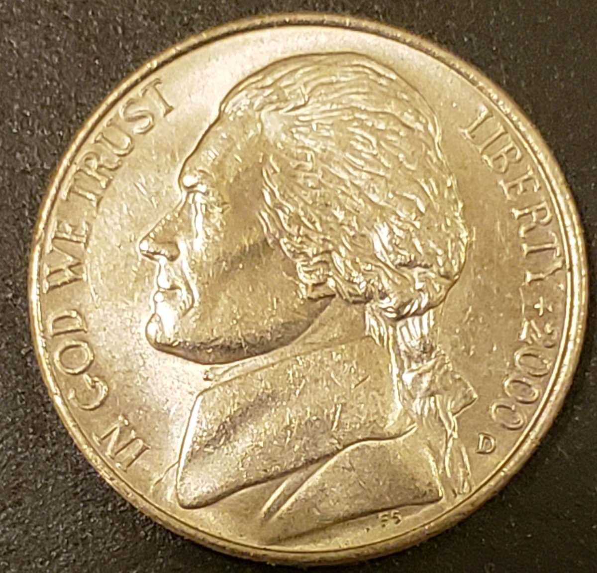 2000-D-Jefferson-Nickel-Reverse-Struck-Through/Grease-Or-PSD?