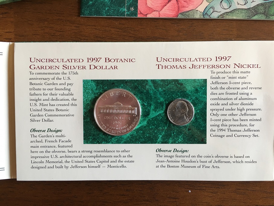 1997-Botanic-Garden-Coinage-And-Currency-Set.......error-On-The-Nickel?