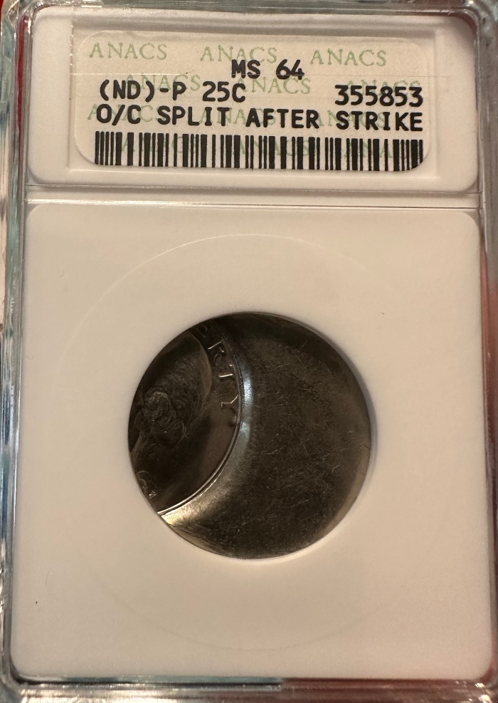 Washington-Quarter-Off-Center-Clad-Layer-Split-After-Strike