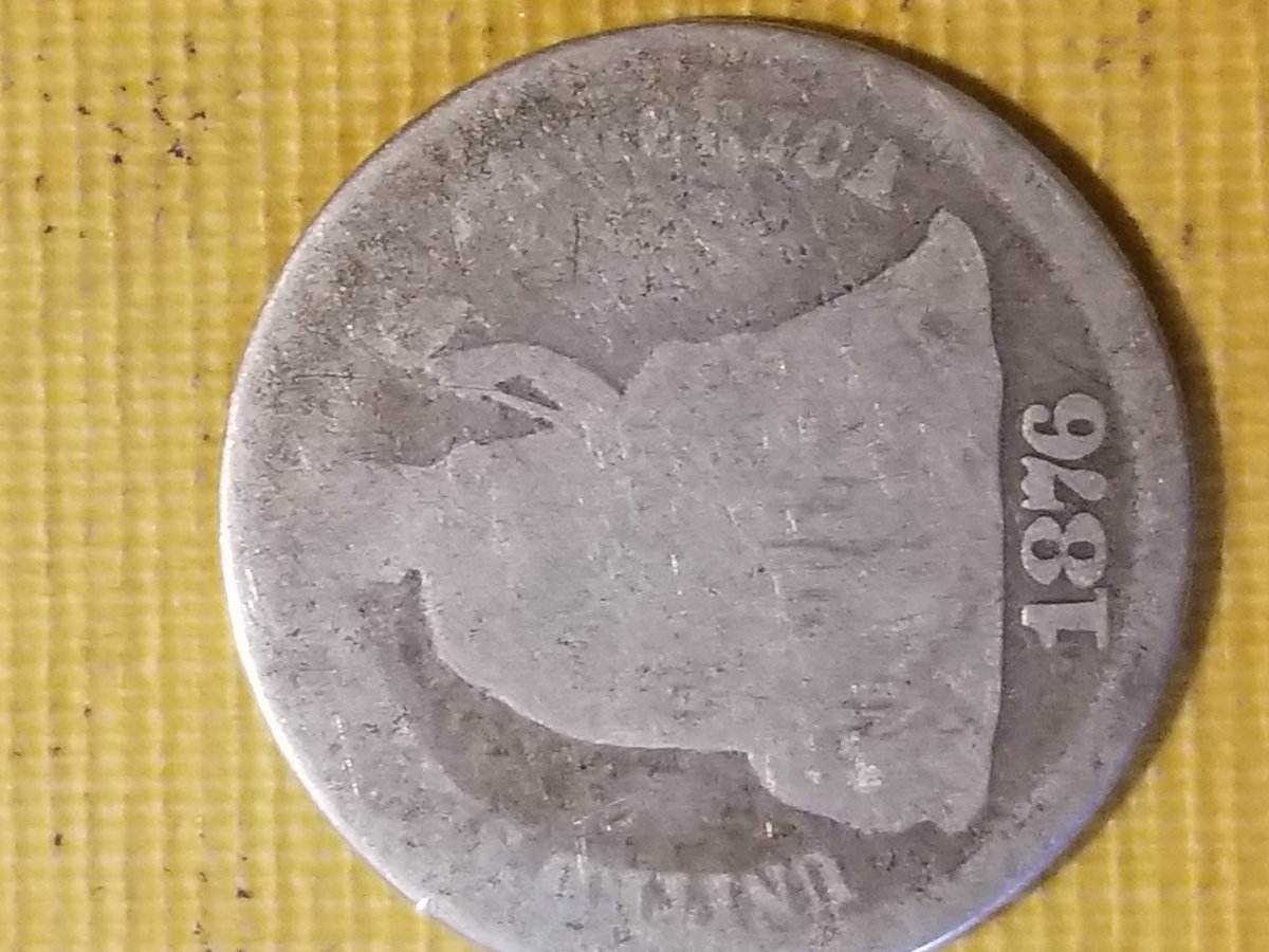 1876-Dime-Fairly-Worn-?